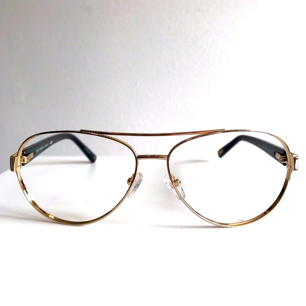 New Ted Baker Gold Retro Shaped Optical Frames w/Black Arms